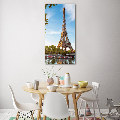 Fotocuadro de cristal elegante para hogar vertical Torre Eiffel de París