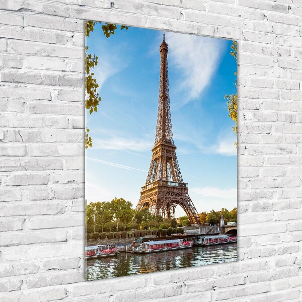 Fotocuadro de cristal elegante para hogar vertical Torre Eiffel de París