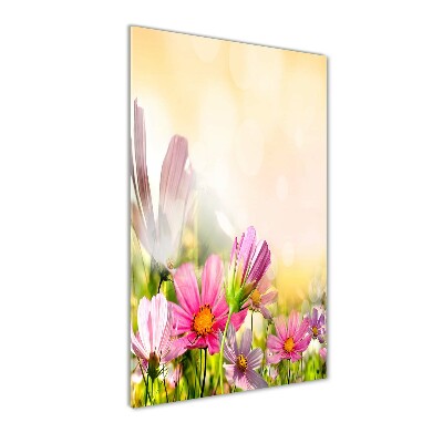 Cuadro de cristal moderno efecto brillo vertical Flores silvestres