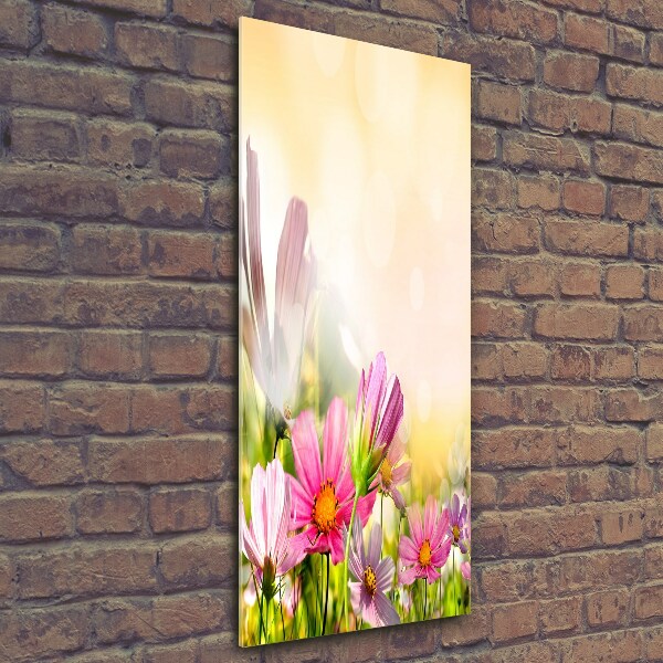 Cuadro de cristal moderno efecto brillo vertical Flores silvestres