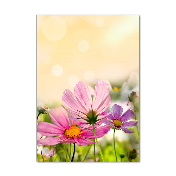 Cuadro de cristal moderno efecto brillo vertical Flores silvestres