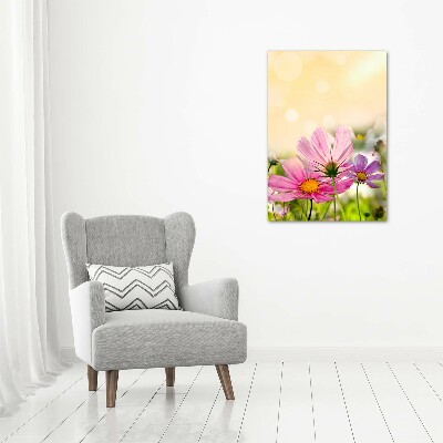 Cuadro de cristal moderno efecto brillo vertical Flores silvestres
