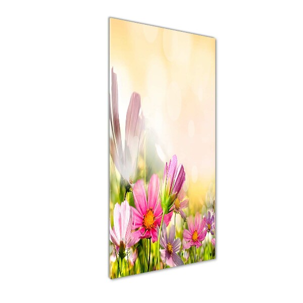 Cuadro de cristal moderno efecto brillo vertical Flores silvestres