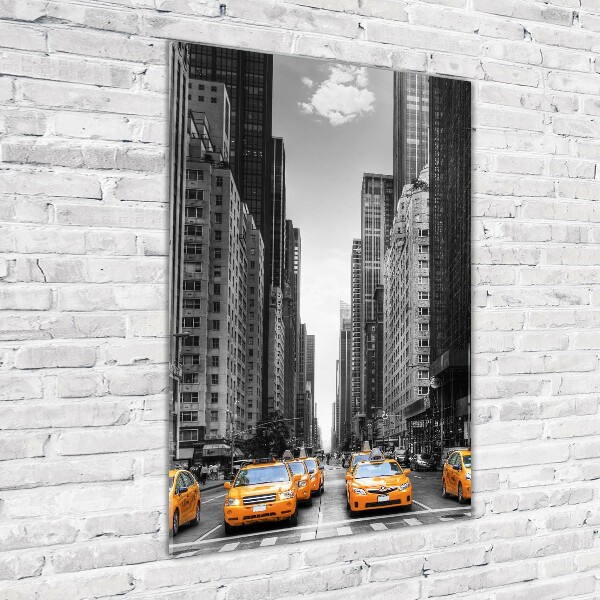 Cuadro decorativo en cristal con canto pulido vertical Taxis de Nueva York