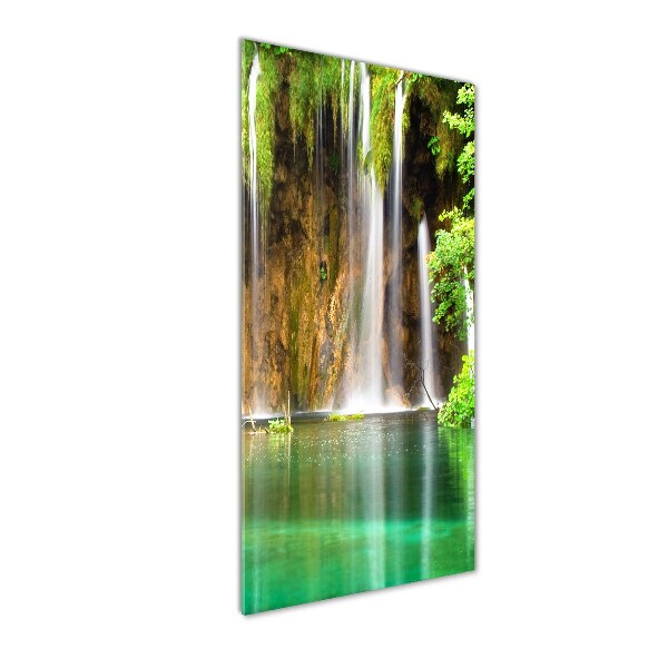 Cuadro de cristal moderno efecto brillo vertical Lagos de Plitvice