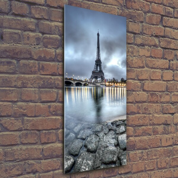 Cuadro decorativo en cristal con canto pulido vertical Torre Eiffel de París