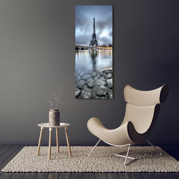 Cuadro decorativo en cristal con canto pulido vertical Torre Eiffel de París