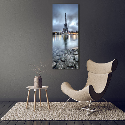 Cuadro decorativo en cristal con canto pulido vertical Torre Eiffel de París