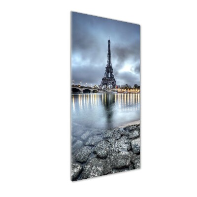 Cuadro decorativo en cristal con canto pulido vertical Torre Eiffel de París