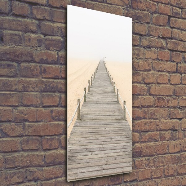 Cuadro decorativo en cristal con canto pulido vertical Camino de playa