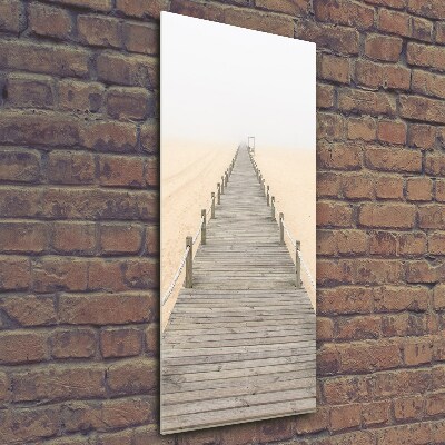 Cuadro decorativo en cristal con canto pulido vertical Camino de playa