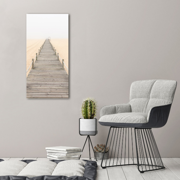 Cuadro decorativo en cristal con canto pulido vertical Camino de playa