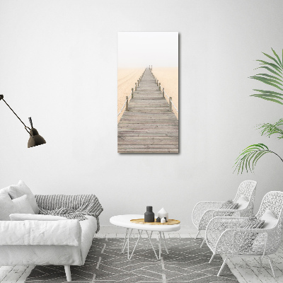 Cuadro decorativo en cristal con canto pulido vertical Camino de playa