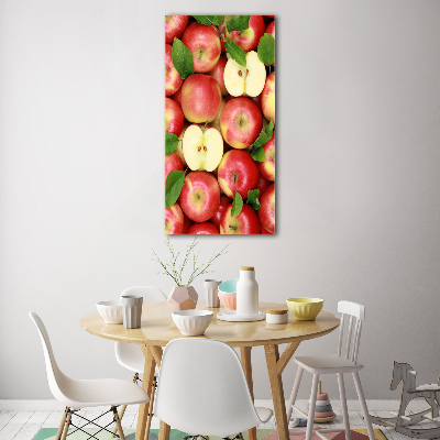 Fotocuadro de cristal elegante para hogar vertical manzanas
