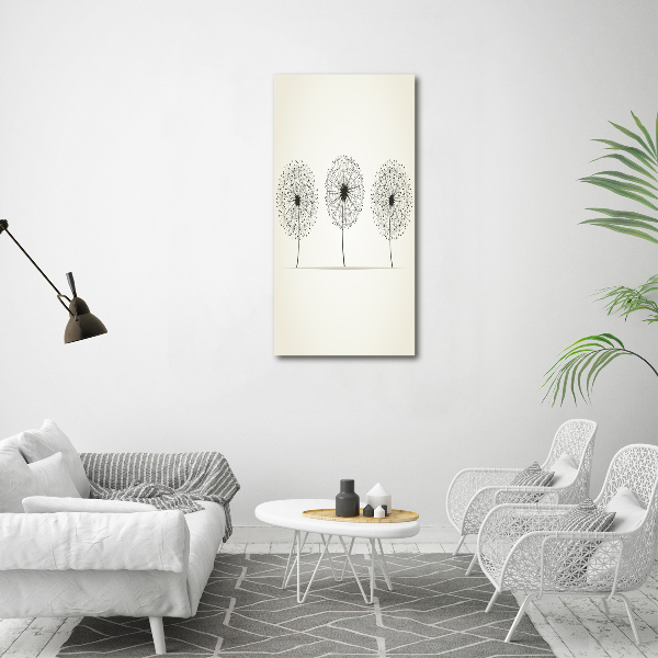 Cuadro decorativo en cristal con canto pulido vertical Dientes de león