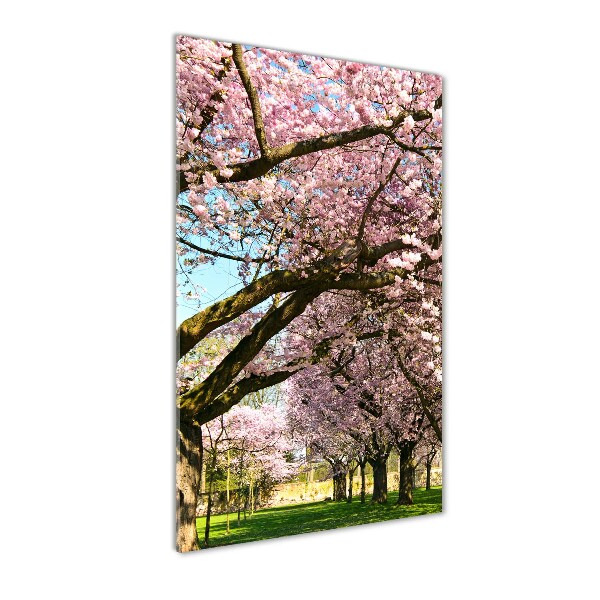 Fotocuadro de cristal elegante para hogar vertical cerezos