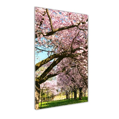 Fotocuadro de cristal elegante para hogar vertical cerezos