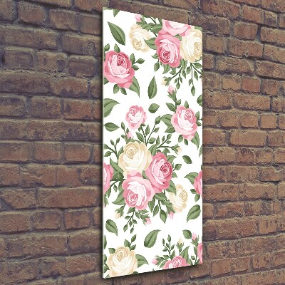 Cuadro de vidrio templado 4mm para pared vertical Rosas