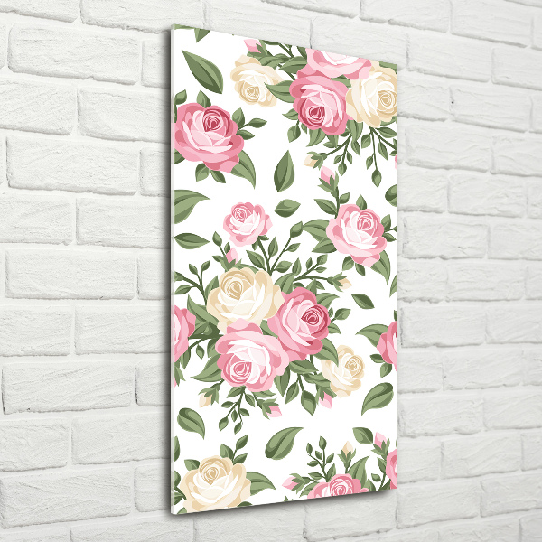 Cuadro de vidrio templado 4mm para pared vertical Rosas