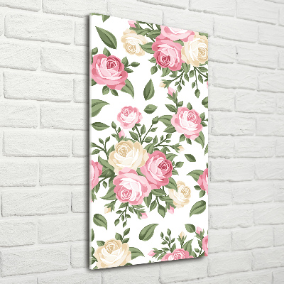 Cuadro de vidrio templado 4mm para pared vertical Rosas