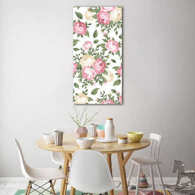 Cuadro de vidrio templado 4mm para pared vertical Rosas