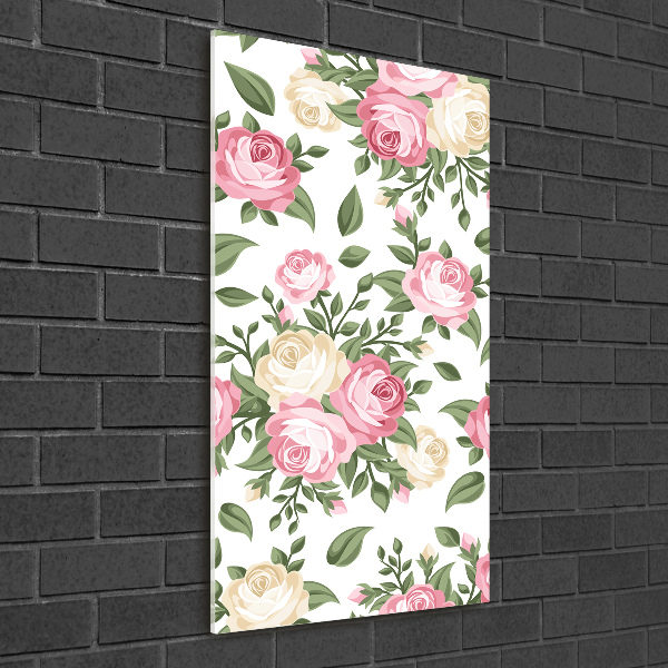 Cuadro de vidrio templado 4mm para pared vertical Rosas