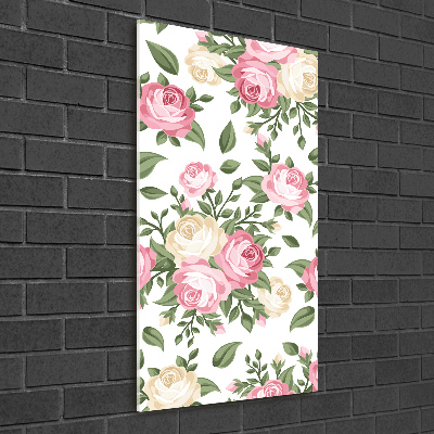 Cuadro de vidrio templado 4mm para pared vertical Rosas