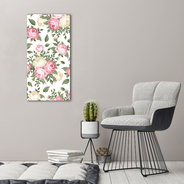 Cuadro de vidrio templado 4mm para pared vertical Rosas