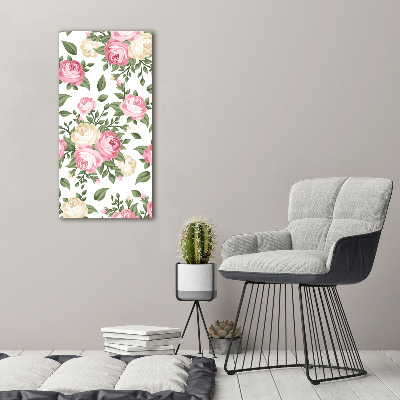 Cuadro de vidrio templado 4mm para pared vertical Rosas