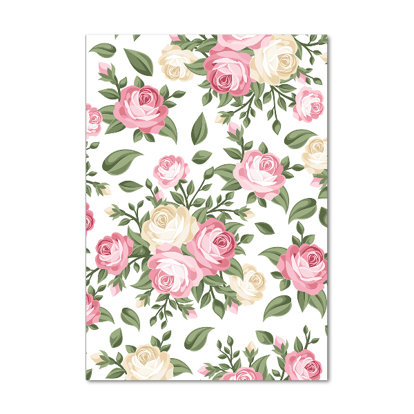 Cuadro de vidrio templado 4mm para pared vertical Rosas
