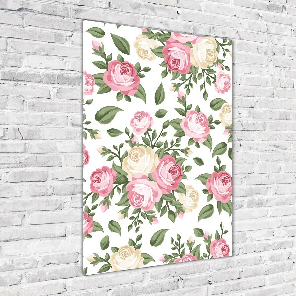 Cuadro de vidrio templado 4mm para pared vertical Rosas