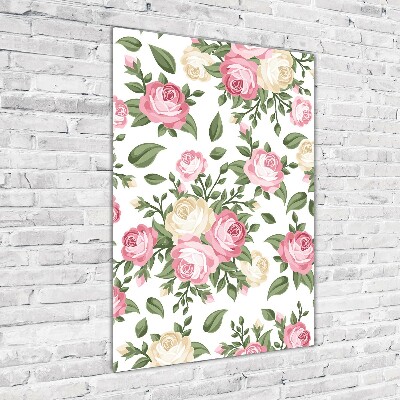 Cuadro de vidrio templado 4mm para pared vertical Rosas