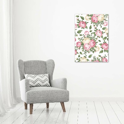 Cuadro de vidrio templado 4mm para pared vertical Rosas