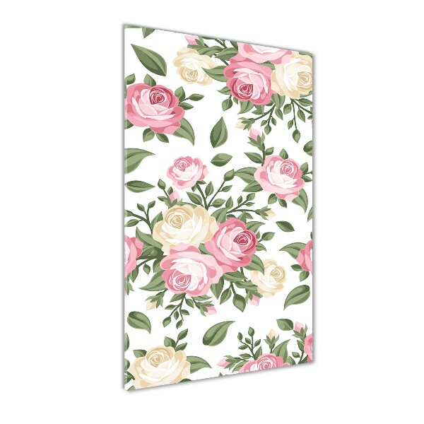 Cuadro de vidrio templado 4mm para pared vertical Rosas