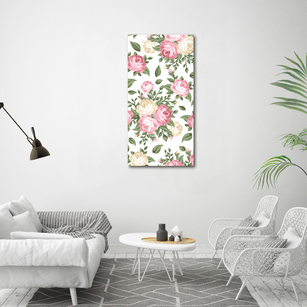 Cuadro de vidrio templado 4mm para pared vertical Rosas