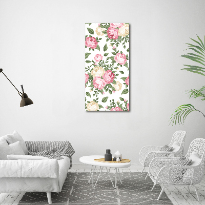 Cuadro de vidrio templado 4mm para pared vertical Rosas