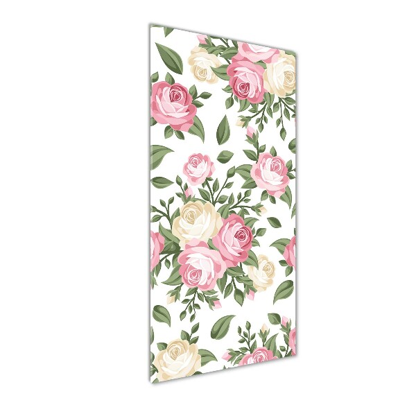 Cuadro de vidrio templado 4mm para pared vertical Rosas