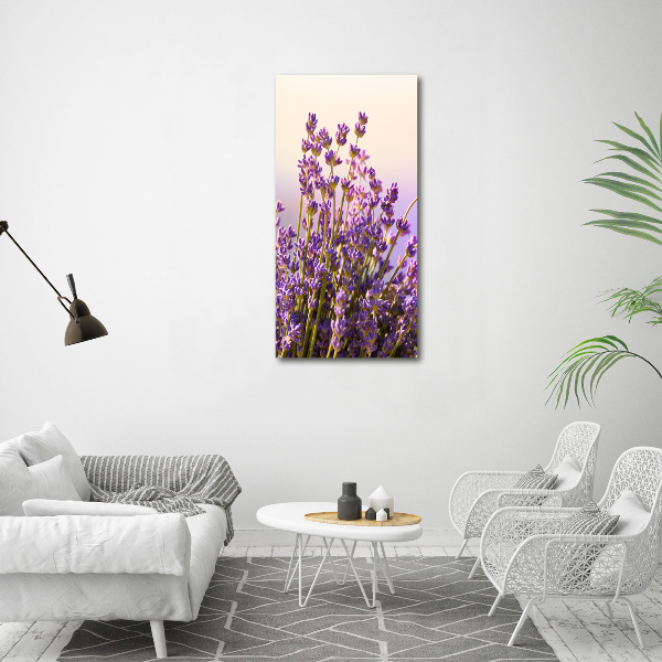 Fotocuadro de cristal elegante para hogar vertical Lavanda