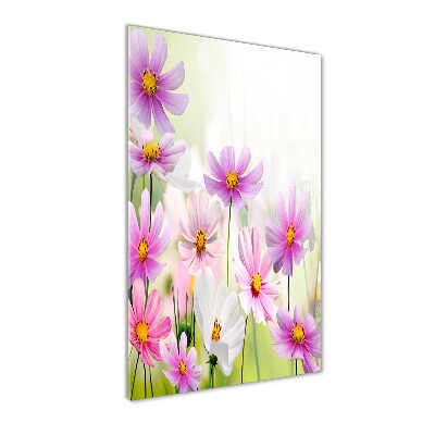Cuadro de cristal moderno efecto brillo vertical Flores silvestres