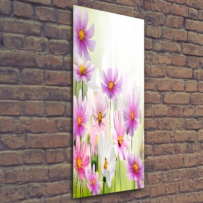 Cuadro de cristal moderno efecto brillo vertical Flores silvestres