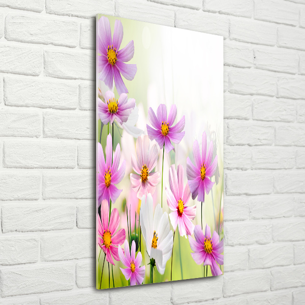 Cuadro de cristal moderno efecto brillo vertical Flores silvestres