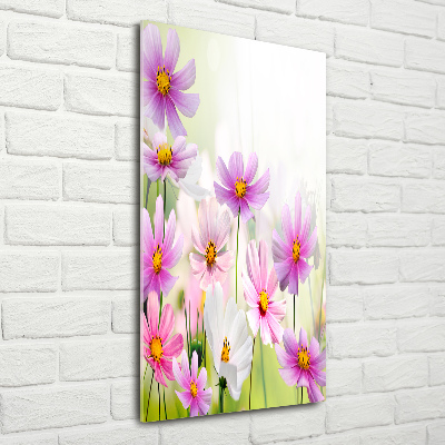Cuadro de cristal moderno efecto brillo vertical Flores silvestres