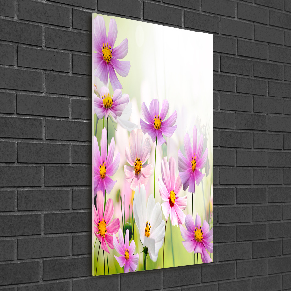 Cuadro de cristal moderno efecto brillo vertical Flores silvestres