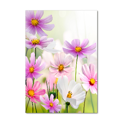 Cuadro de cristal moderno efecto brillo vertical Flores silvestres