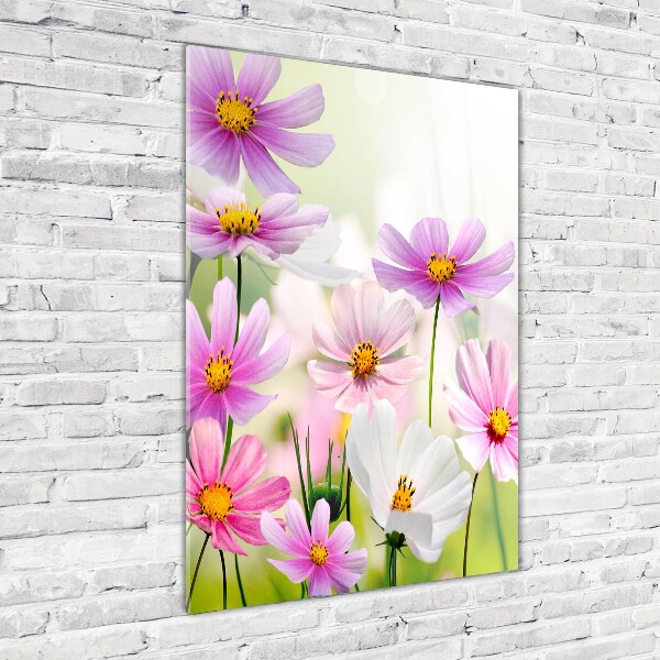 Cuadro de cristal moderno efecto brillo vertical Flores silvestres