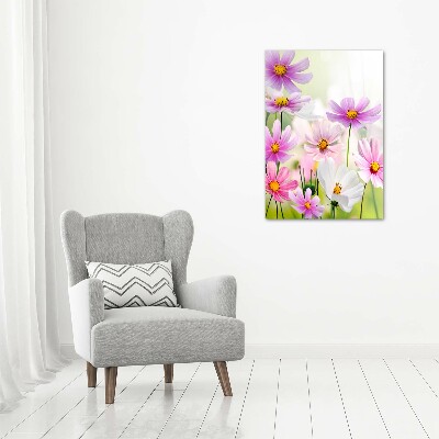 Cuadro de cristal moderno efecto brillo vertical Flores silvestres