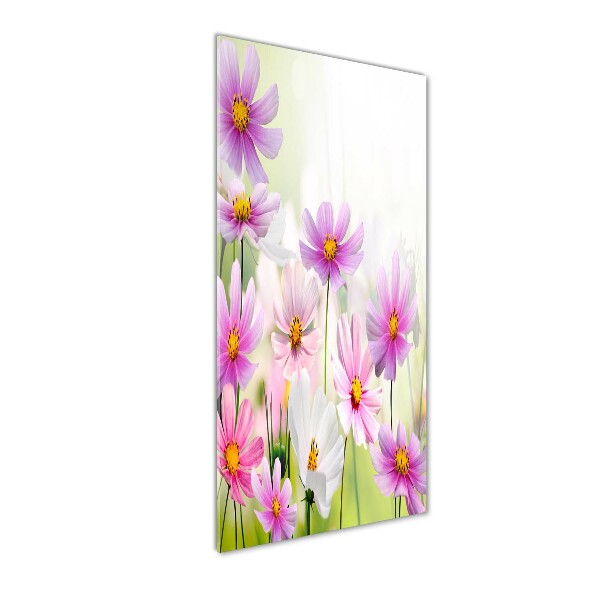Cuadro de cristal moderno efecto brillo vertical Flores silvestres
