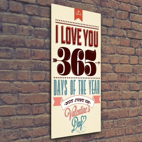 Cuadro decorativo en cristal con canto pulido vertical Día de San Valentín