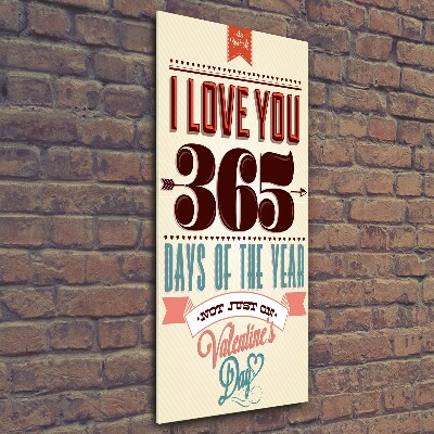 Cuadro decorativo en cristal con canto pulido vertical Día de San Valentín