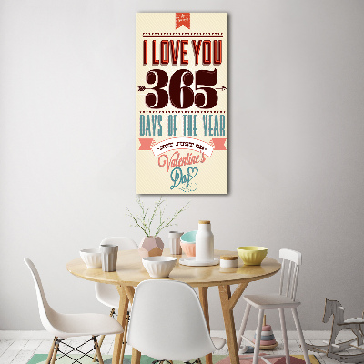 Cuadro decorativo en cristal con canto pulido vertical Día de San Valentín